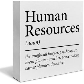 Human Resources Definition Decorative Wooden Box Sign HR Manager Gift Wood Block Plaque Desk Decor Office Shelf or Wall Display