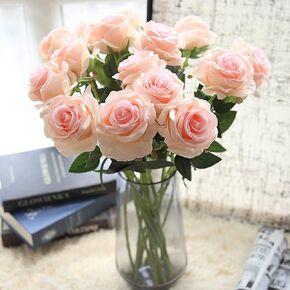 Premium Artificial Flowers Real Looking Silk Rose Fake Flowers Home Decorations for Bridal Wedding Bouquet Birthday Bunch Hotel Party Garden Floral Decor-Pink in Saudi Arabia