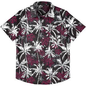 FOCO Men's NCAA College Team Logo Floral Aloha Tropical Button Up Shirt