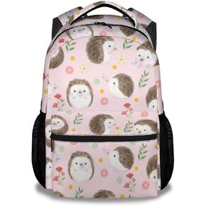Hedgehog School Backpack for Girls, Boys - 16 Inches Pink Backpacks for Teens - Carry Aesthetic Bookbag for Middle School