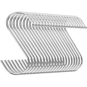 20 Pack Heavy Duty s Hooks Stainless Steel S Shaped Hanging Hooks Hangers for Kitchen, Bathroom, Bedroom and Office, Silver