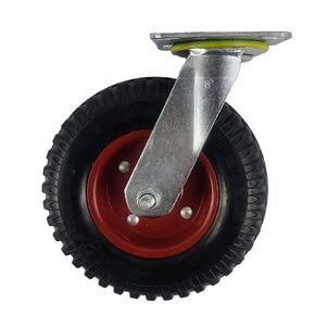 Heavy Duty Casters, 8 inch Steel Plate Rubber Wheel Ball Bearing Heavy Duty Industrial Casters, Swivel Caster Wheel