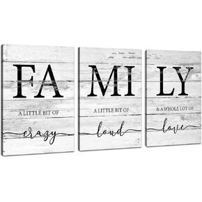 JLXART Family Wall Decor, Rustic Farmhouse Decor for The Home Art, Inspirational Canvas Print Framed, 3 panels Each Size 12x16inch
