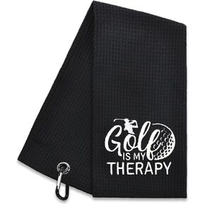 Golf is My Therapy Embroidered Golf Towel, Golf Accessories for Men Women, Golf Gift for Men Women, Retirement Gift for Dad Grandpa Golf Lover Golf Fan