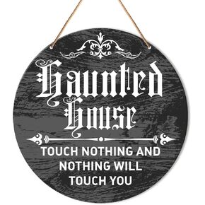 Muktoujaumai Witch Signs for Front Door, Witchy Dark Humor Hanging Sign Decor Halloween Spooky Wall Decorations Magic Witchcraft Sign for Gothic House, Porch, Entryway, Housewarming Gift for Wicca