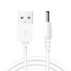 USB to DC 3.5mm Cable 1.5ft/0.5m, DC 5V Power Cord USB to DC 3.5mm x 1.35mm Barrel Jack Adapter Connector Plug Charging Cable (White)