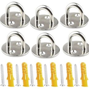 304 Stainless Steel Ceiling Hooks M5 (Rhombus) Heavy Duty Pad Eye Plate Staple Ring Hook Loop U-Shaped Sail Shade Hardware10 PCS