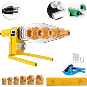 Plastic Pipe Welding Machine, 110V Plastic Water Pipe Welder with 0.79, 0.98, 1.26, 1.57, 1.97, 2.46in Die Head and Pipe Cutter, Socket Fusion Welder for PP, PP-R, PE, PP-C, 0-608℉