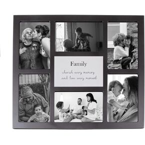 Happy Homewares Black Multi Collage Picture Frame with Grandchildren Wording and Cute Phrase - Side by Side or Miles Apart, Grandchildren are Always Close at Heart