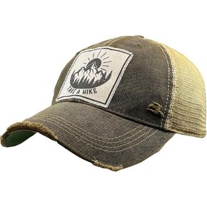 VINTAGE LIFE Take A Hike Distressed Trucker Cap, Black, Cotton, Polyester, Indoor, Outdoor