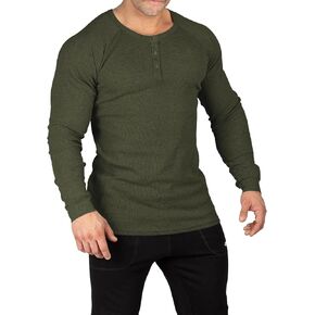 Muscle Cmdr Men's Lightweigt Waffle Henley Shirt Regular Fit Long&Short Sleeve Casual 3 Buton Placket Underwear in Saudi Arabia