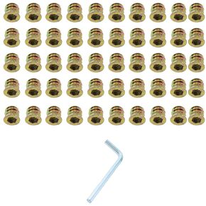 50pcs M6x10 Threaded Inserts for Wood Nutsert Furniture Screw-in Nut, Wood Hex Drive Threaded Wood Inserts