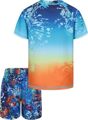 Boys Rash Guard Swimsuits Set for Boys Short Sleeve Swim Shirts with Trunks 2 Piece Quick Dry Swim Set in Kuwait