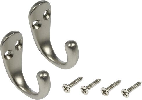 Dorman Hardware 4-1755 Single Coat Hooks with Satin Nickel Finish, Pack of 2 in Saudi Arabia