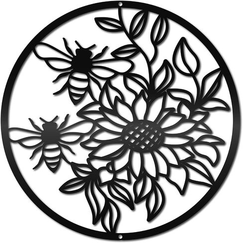 CREATCABIN Palm Leaf Metal Wall Art Decor Tropical Leaves Black Wall Sculptures Decorative Hanging Plaques Ornaments Iron for Living Room Kitchen Bathroom Bedroom Housewarming Office 11.8 x 11 Inch in Saudi Arabia