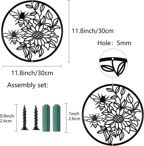 CREATCABIN Palm Leaf Metal Wall Art Decor Tropical Leaves Black Wall Sculptures Decorative Hanging Plaques Ornaments Iron for Living Room Kitchen Bathroom Bedroom Housewarming Office 11.8 x 11 Inch in Saudi Arabia