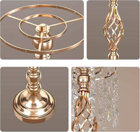 12 قطعة مزهرية كريستالية حامل 19.3 * 7.9 بوصة حامل زهور قطع مركزية أنيقة للزفاف مع 12 خيط كريستالي معدني ثريا زهرة كريستال لمستلزمات الزفاف وطاولة الاستقبال وديكور المنزل in Kuwait