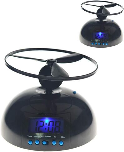 Flying Alarm Clock, Novelty Digital LED Alarm Clock Gadget, Helicopter Chopper Propeller Clock, Creative Gift for Wake Up Heavy Sleepers Boys Girls(Black) in Saudi Arabia