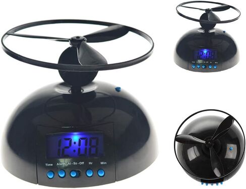 Flying Alarm Clock, Novelty Digital LED Alarm Clock Gadget, Helicopter Chopper Propeller Clock, Creative Gift for Wake Up Heavy Sleepers Boys Girls(Black) in Saudi Arabia