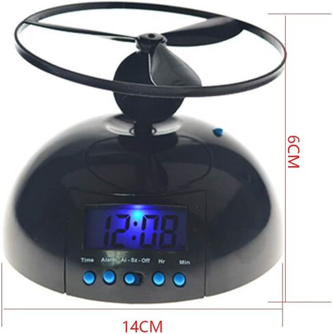 Flying Alarm Clock, Novelty Digital LED Alarm Clock Gadget, Helicopter Chopper Propeller Clock, Creative Gift for Wake Up Heavy Sleepers Boys Girls(Black) in Saudi Arabia