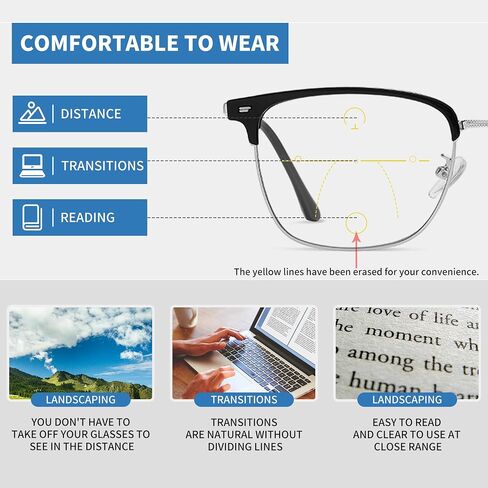 Progressive Multifocus Reading Glasses Men Women Ultralight Multifocal Presbyopic Glasses Bifocal Readers Glasses in Saudi Arabia