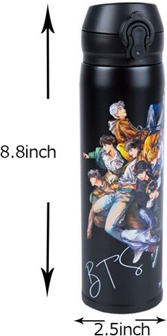 Bangtan Boys Stainless Steel Water Bottle 17oz 500ML Keeps Liquids Hot or Cold Jung Kook V in Saudi Arabia