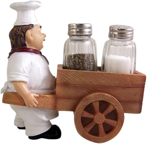 Spicy French Chef Cart Salt and Pepper Shaker Holder in Saudi Arabia