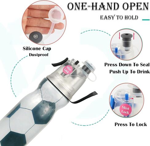 2-in-1 Mist Sip Baseball Water Bottles-Kids Water Bottle School Sports Insulated Water Bottle Help You Cool Down Quickly Quench Thirst BPA-Free Leakproof Squeeze Bottle for Gym Cycling Running in Kuwait