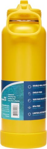 Takeya Actives 40 oz Vacuum Insulated Stainless Steel Water Bottle with Straw Lid, Premium Quality, Clementine in Saudi Arabia