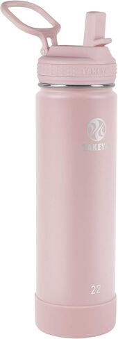 Takeya Actives 40 oz Vacuum Insulated Stainless Steel Water Bottle with Straw Lid, Premium Quality, Clementine in Saudi Arabia
