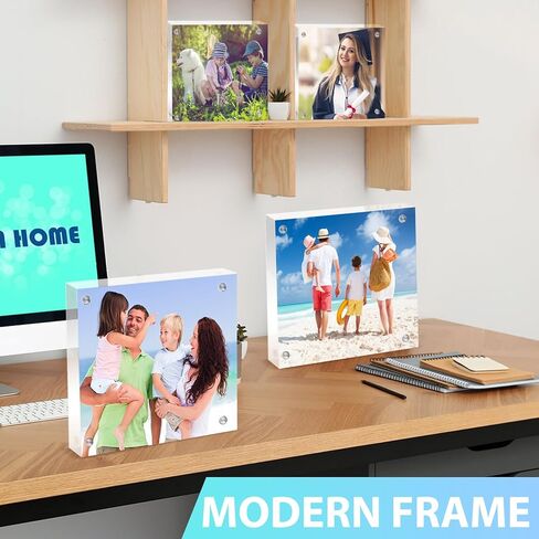 إطار صورة أكريليك مقاس 4 × 4، إطار أكريليك مكون من 4 قطع، إطارات صور أكريليك شفافة، إطار بلوك سميك بنسبة 20%، إطارات صور مغناطيسية مزدوجة الجوانب، إطارات صور شفافة بدون إطار لعرض سطح المكتب in Kuwait