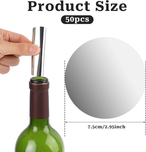 50Pcs Wine Pour Disc Drop Stoper, Red Wine Pourer Disc Pourer, Aluminum Foil Pour Spouts, Aluminum Foil Wine Bottle Pourer, Wine Spout Pourer, Silver Foil Drop Stopping for Wine Beverage Beer in Saudi Arabia