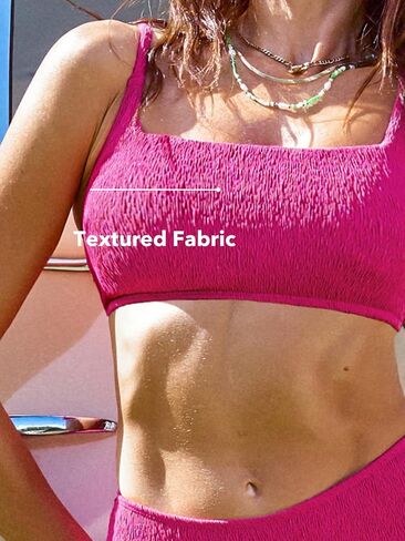 CUPSHE Women's Bikini Sets Tank Top Square Neck Mid Rise Adjustable Straps High Cut Cheeky Bottom in Saudi Arabia