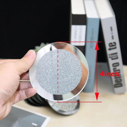 Glass Mirrored Coasters Set of 8, Washable Crushed Diamond Costers for Kitchen Table 4 inch Bling Heart Shape Mirrored Table Mats (Round) in Saudi Arabia