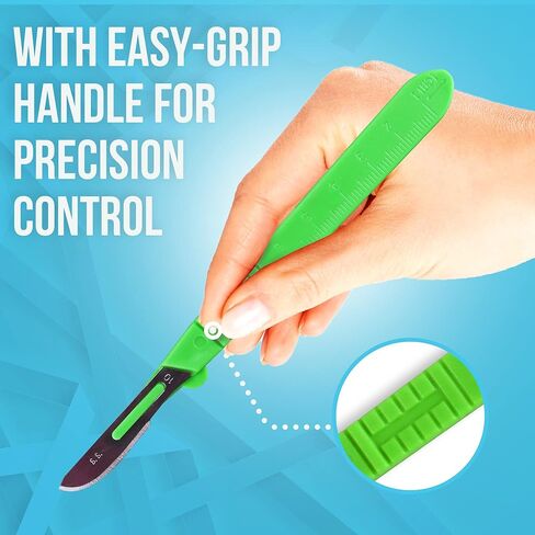 مشرط JJ CARE للاستعمال مرة واحدة [عبوة من 20 قطعة]، 10 شفرات من الفولاذ المقاوم للصدأ، مشارط معقمة بمقابض بلاستيكية، مشرط لتنظيف الجلد، مشرط الفنون والحرف اليدوية، مشارط علاج الأرجل في أكياس فردية in Kuwait