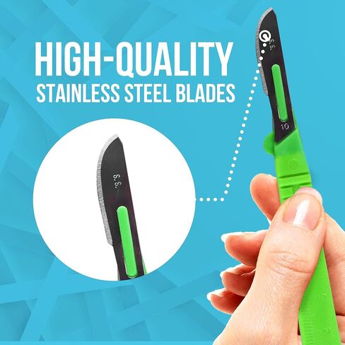 مشرط JJ CARE للاستعمال مرة واحدة [عبوة من 20 قطعة]، 10 شفرات من الفولاذ المقاوم للصدأ، مشارط معقمة بمقابض بلاستيكية، مشرط لتنظيف الجلد، مشرط الفنون والحرف اليدوية، مشارط علاج الأرجل في أكياس فردية in Kuwait