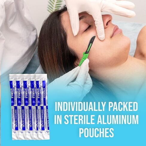 مشرط JJ CARE للاستعمال مرة واحدة [عبوة من 20 قطعة]، 10 شفرات من الفولاذ المقاوم للصدأ، مشارط معقمة بمقابض بلاستيكية، مشرط لتنظيف الجلد، مشرط الفنون والحرف اليدوية، مشارط علاج الأرجل في أكياس فردية in Kuwait