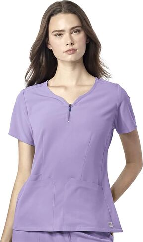 WonderWink Aero 6529 Women's Quarter Zip Notch Neck Scrub Top Lilac in Saudi Arabia