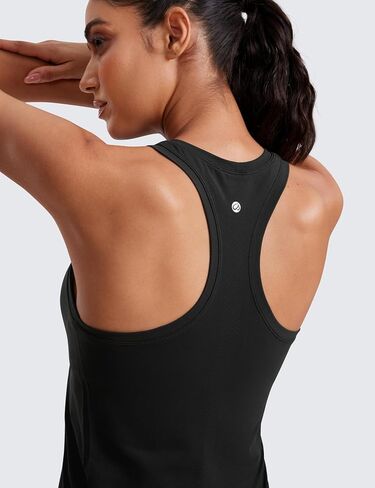 CRZ YOGA Seamless Womens Tank Tops Racerback Breathable Workout Sleeveless Top High Neck Running Athletic Shirts in Saudi Arabia
