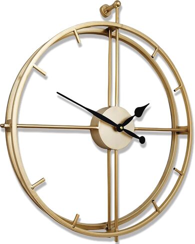 Qukueoy 24 Inch Double Layer Modern Art Big Clock 3D Decorative Large Metal Wall Clocks for Living Room,Minimalism, Battery Operated (Gold) in Saudi Arabia
