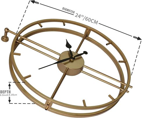 Qukueoy 24 Inch Double Layer Modern Art Big Clock 3D Decorative Large Metal Wall Clocks for Living Room,Minimalism, Battery Operated (Gold) in Saudi Arabia