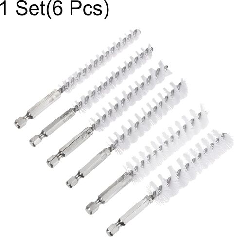 6Pcs Bore Brush Brass 9mm,11mm,13mm,16mm,17mm,19mm Dia Cleaning Twisted Bronze Wire Brush Tube Pipe Cleaner with Handle 1/4 Inch Hex Shank for Tubes, Ports, Bearings in Saudi Arabia