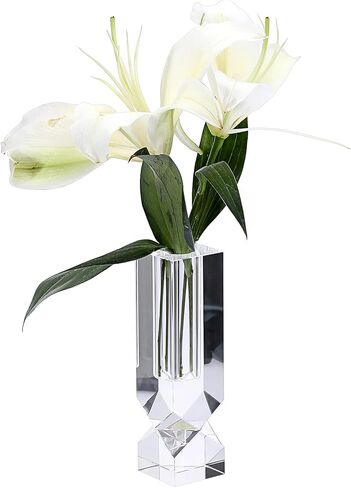 JUXYES مزهرية كريستال زهرة مزهرية زجاجية برعم زهرة، مزهرية زهرة ثقيلة مزخرفة ترتيبات زهرية زهرية صغيرة قطع زهرة مزهرية مركزية لديكور المنزل والمكتب والزفاف in Kuwait