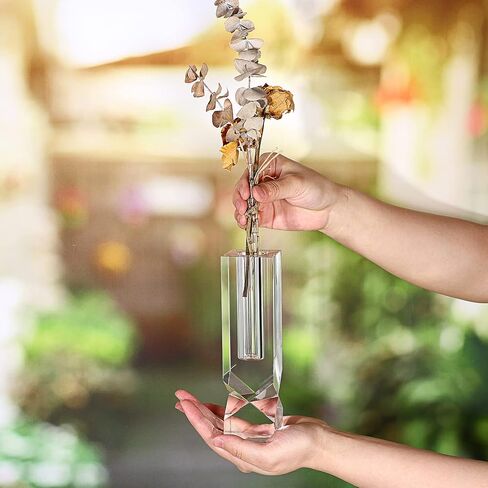 JUXYES مزهرية كريستال زهرة مزهرية زجاجية برعم زهرة، مزهرية زهرة ثقيلة مزخرفة ترتيبات زهرية زهرية صغيرة قطع زهرة مزهرية مركزية لديكور المنزل والمكتب والزفاف in Kuwait