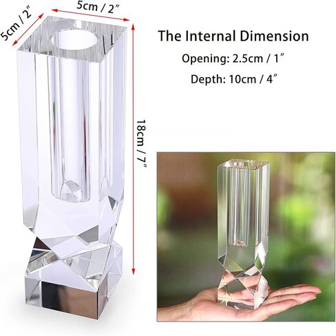 JUXYES مزهرية كريستال زهرة مزهرية زجاجية برعم زهرة، مزهرية زهرة ثقيلة مزخرفة ترتيبات زهرية زهرية صغيرة قطع زهرة مزهرية مركزية لديكور المنزل والمكتب والزفاف in Kuwait