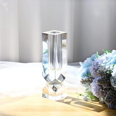 JUXYES مزهرية كريستال زهرة مزهرية زجاجية برعم زهرة، مزهرية زهرة ثقيلة مزخرفة ترتيبات زهرية زهرية صغيرة قطع زهرة مزهرية مركزية لديكور المنزل والمكتب والزفاف in Kuwait