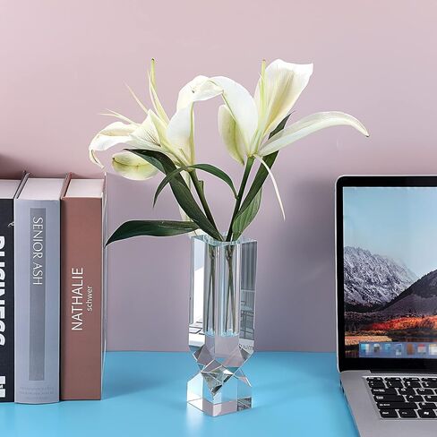 JUXYES مزهرية كريستال زهرة مزهرية زجاجية برعم زهرة، مزهرية زهرة ثقيلة مزخرفة ترتيبات زهرية زهرية صغيرة قطع زهرة مزهرية مركزية لديكور المنزل والمكتب والزفاف in Kuwait