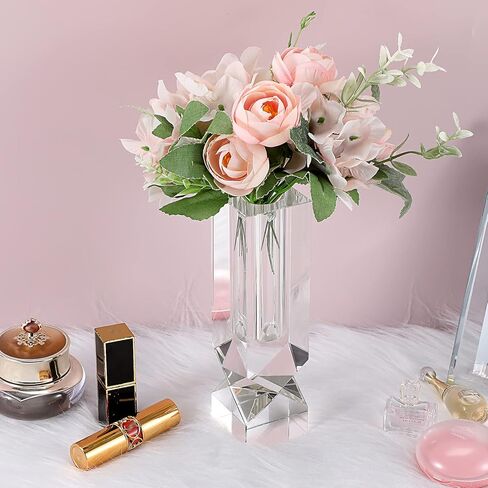 JUXYES مزهرية كريستال زهرة مزهرية زجاجية برعم زهرة، مزهرية زهرة ثقيلة مزخرفة ترتيبات زهرية زهرية صغيرة قطع زهرة مزهرية مركزية لديكور المنزل والمكتب والزفاف in Kuwait