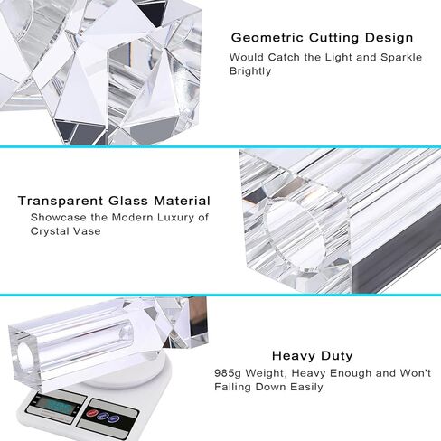 JUXYES مزهرية كريستال زهرة مزهرية زجاجية برعم زهرة، مزهرية زهرة ثقيلة مزخرفة ترتيبات زهرية زهرية صغيرة قطع زهرة مزهرية مركزية لديكور المنزل والمكتب والزفاف in Kuwait