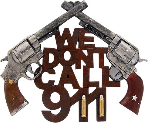 لوحة حائط مزخرفة We Don't Call 911 مع Faux Guns Crossing، ديكور حائط معلق، ديكور ذو طابع غربي، 11.5 بوصة in Saudi Arabia